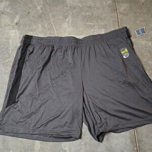 TEK GEAR SHORTS MEN'S 4XB DRY TEK RUNNING Gray Black STRIPE Pockets